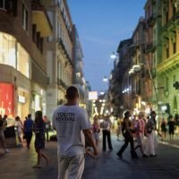 Young people sharing the gospel in the streets of Naples during Summer Mission 2026